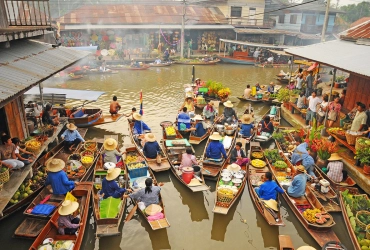 Bangkok - Mercato ferroviario di Maeklong - Mercato galleggiante di Damnoen Saduak -  Kanchanaburi (B)