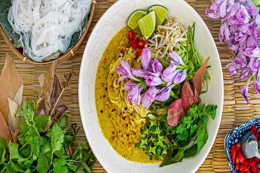 Num Banh Chok, culinaria in Laos