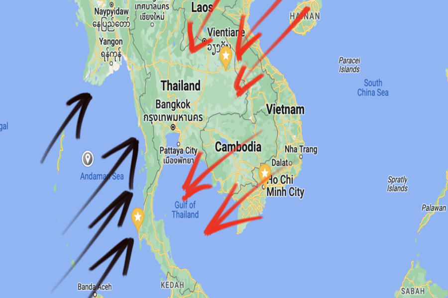 Il clima della Thailandia è influenzato da due venti