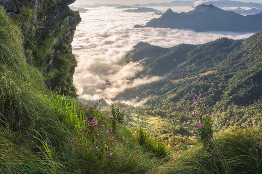 La vista mozzafiato dalla cima a Phu Chi Pha